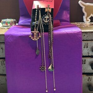 Betsey Johnson Silver Nautical theme long earrings